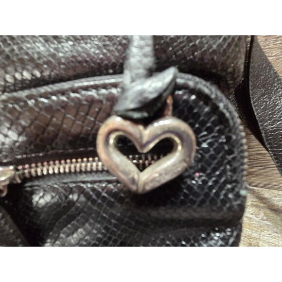 Brighton Black Pebbled Leather Croc Shoulder Purse Bag Handbag Satchel E370920 - Picture 12 of 14